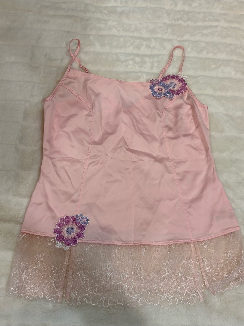 Triumph Pink Floral-Applique Lace-Trim Camisole Slip